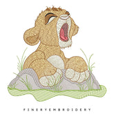 Charming Yawning Baby Lion Embroidery Design - Inspired by Disney's Lion King | 5 Sizes Available - FineryEmbroidery